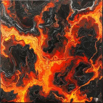 Abstract depiction of lava flow using enamel pour technique to emphasize intricate patterns - Image 3