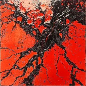 Abstract depiction of lava flow using enamel pour technique to emphasize intricate patterns - Image 4