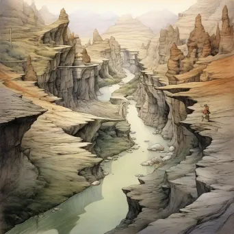 Image of a sweeping canyon with a meandering river cutting through the bottom - Image 4