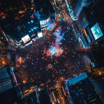 Aerial view of Times Square during New Year