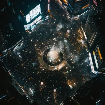 Aerial view of Times Square during New Year