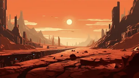 Futuristic alien cityscape on Mars rendered in low poly style - Image 4