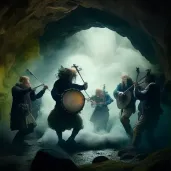 Irish jig musicians playing the fiddle and bodhrán - Image 1