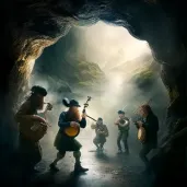 Irish jig musicians playing the fiddle and bodhrán - Image 3