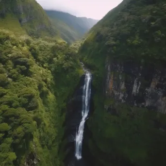 Aerial view of majestic waterfall and lush greenery - Image 4