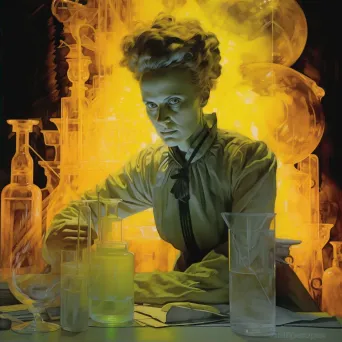 Marie Curie in laboratory surrounded by radioactive materials - Image 2