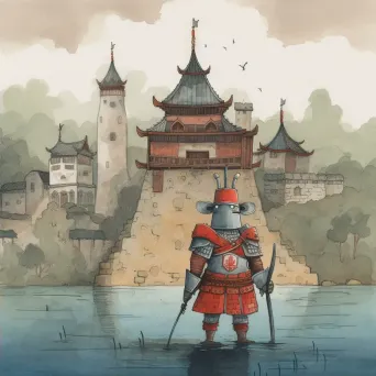 Samurai warrior at European castle - Image 2