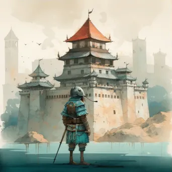 Samurai warrior at European castle - Image 3