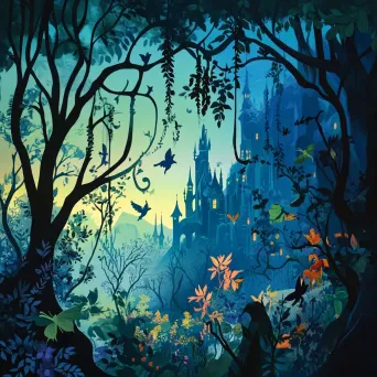 Vibrant Disney-style enchanted forest with mythical creatures - Image 1