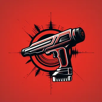 Bold and energetic logo design with drill icon in red and black colors - Image 1