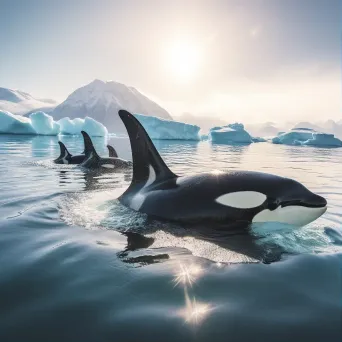 Orcas swimming in Arctic waters - Image 1