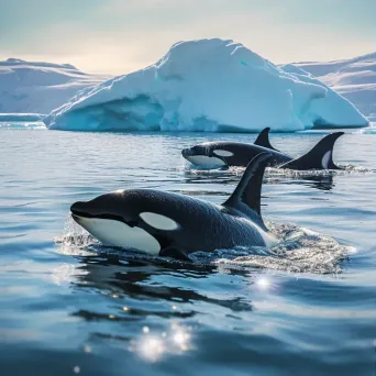 Arctic Orcas Swimming