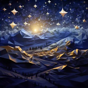 Low Poly starry night scene with deep navy and silver gradients - Image 2