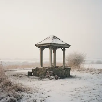 Winter Well in Snowy Landscape