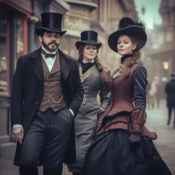 1890s Victorian Walking Suits Bustle Skirts and Top Hats