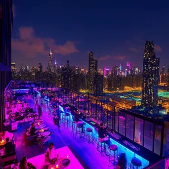 Rooftop Bar Neon Nightlife