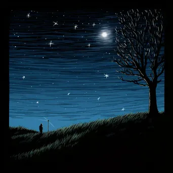 Image of a person watching the night sky with a shooting star in their eyes - Image 4