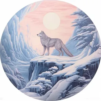 Lone wolf howling under a full moon in a snowy landscape in an image generated by a prompt. - Image 4