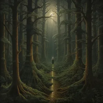 Enchanting foggy forest pathway - Image 1