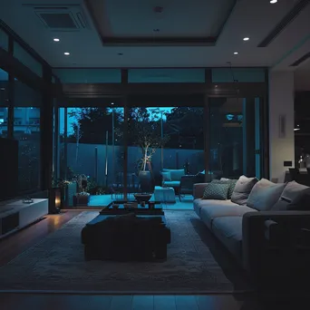 Modern living room featuring smart security devices - Image 1