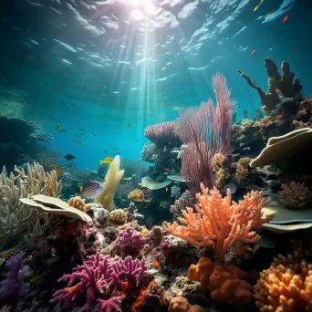 Diverse coral reef ecosystem with marine plants, captured with a Pentax K-1 Mark II. - Image 1