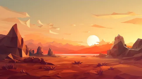 Hallucinatory low poly desert scene with warm, earthy color gradients - Image 3