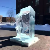 Melting ice sculptures representing nature