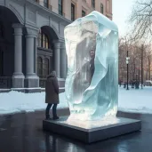 Melting ice sculptures representing nature