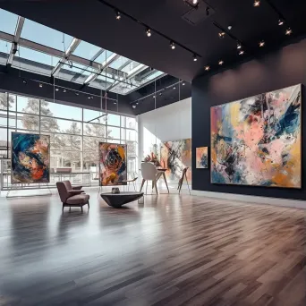 Modern art gallery interior with abstract paintings on Canon EOS R6 - Image 3