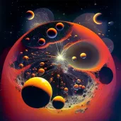 Illustration of alien planet with nebulae and asteroid belts - Image 4