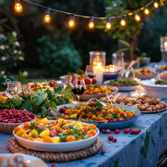 A table set for a summer gathering featuring plant-based dishes. - Image 3