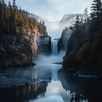 Evening Reflections at the Waterfall