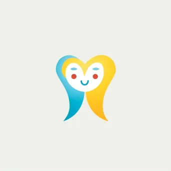 Playful and colorful tooth icon dental practice logo in yellow and blue colors - Image 1