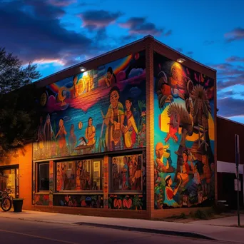 Mural depicting local culture on the side of a historic building - Image 2