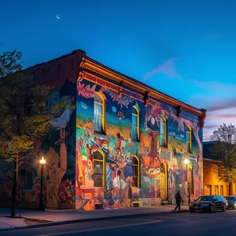 Mural depicting local culture on the side of a historic building - Image 3