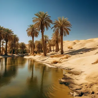 Desert Oasis with Palm Trees