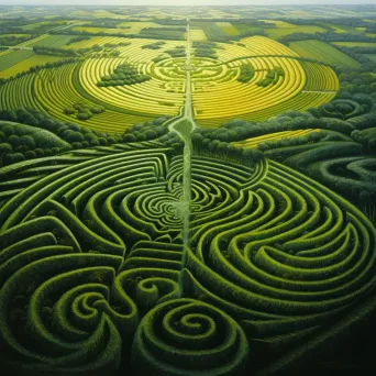 Aerial view of crop circles in green field - Image 4