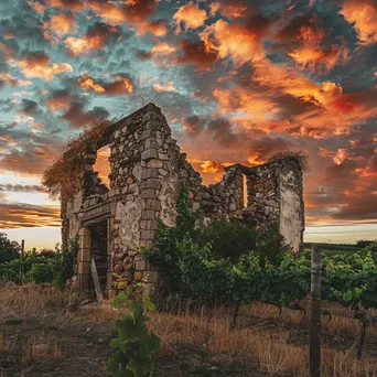 Historic vineyard estate ruins at sunset - Image 2