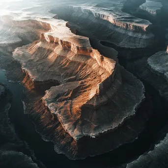 Aerial View of Layered Canyon Formations