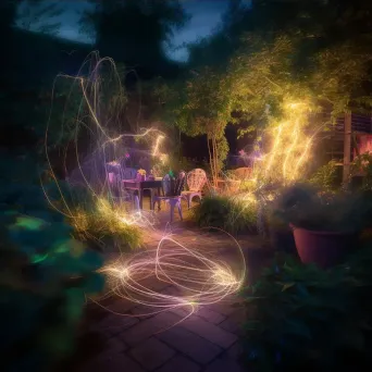 Twilight Garden Light Painting with Dreamy Illuminations