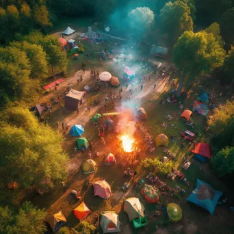 Aerial View of Vibrant Campsite