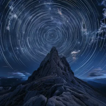 Star trails painting a celestial canvas above a mystical mountain peak - Image 2