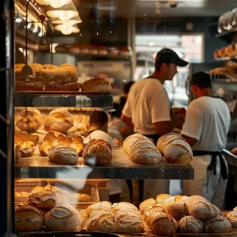 Artisans crafting bread and pastries in a busy local bakery - Image 1