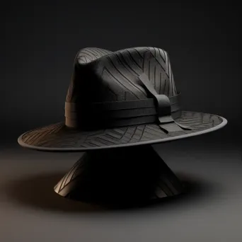 Low poly, wide brim fedora hat featuring art deco patterns - Image 3