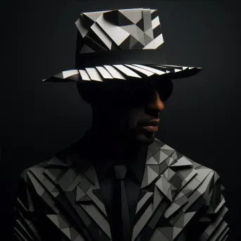 Low poly, wide brim fedora hat featuring art deco patterns - Image 4