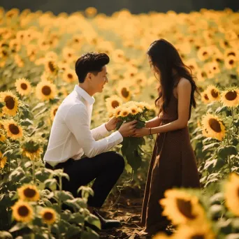 Proposal couple sunflower field - Image 1