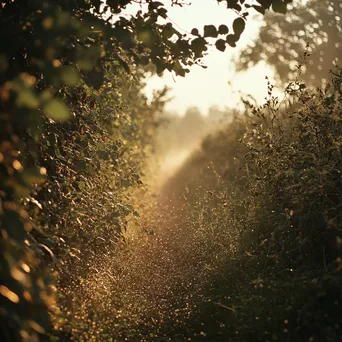 Forager gathering herbs at dawn in hedgerow - Image 2