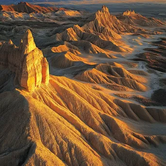 Golden sunset illuminating intricate desert rock formations - Image 2