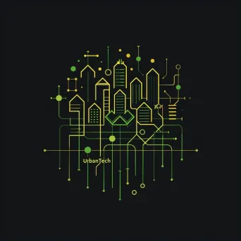 Elegant and sophisticated logo with a cityscape icon in green and gold - Image 1