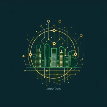 Elegant and sophisticated logo with a cityscape icon in green and gold - Image 3